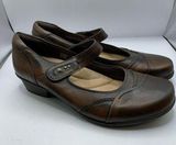 Earth Clover 8.5 Leather Mary Janes Shoes Cuban Heels distressed rustic brown Photo 0