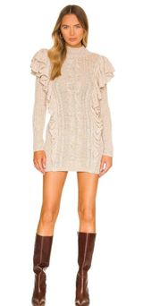 NWT Senzi Ruffle Mini Dress in Birch Photo 0