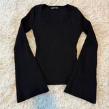 SHEIN Black Ribbed Bell Sleeve Sweater Photo 0