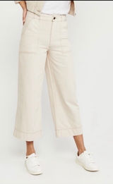 Abercrombie & Fitch Cream Cropped Wide Leg Pants Size XS Photo 0