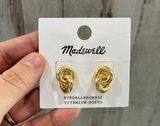 New! Madewell Donut Hoop Chain Drop Earrings Vintage Gold Tone Brass Photo 0