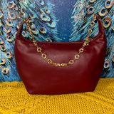 NWOT Maroon Purse w Gold Tone Strap Photo 0