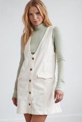 | NEW! Corduroy button down pockets v neck dress Photo 0