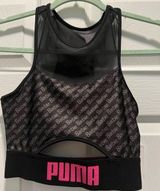 Puma x Barbie Women’s Size XS Crop Top Mesh straps Peekaboo Window Barbie logo Photo 0