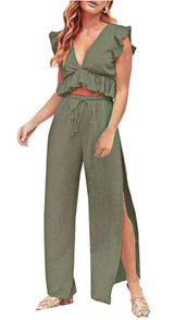 Green Linen Set Size M Photo 0