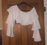 Toni White Off the Shoulder Long Sleeve Top Photo 0