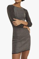 Reiss Marina Metallic Stripe Low Back Dress Medium Photo 0