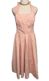 Unique Vintage halter top pinup dress 100% cotton peach pink orange size large L Photo 0