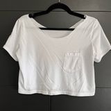 Plain White Tee Off Shoulder Crop Top Women’s T Photo 0