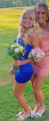 Blue Silk Homecoming Dress Photo 0