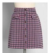 [ModCloth] Hot Button Issue Houndstooth Plaid Pocket Mini Skirt NWT Size Large L Photo 0