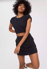 NWOT OFFLINE By Aerie Weekend Fleece Cut Out Dress True Black Small Photo 0