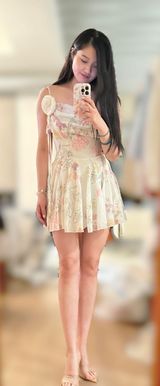 Floral cowl neck straps mini dress with a lace flower choker Size S NWOT Multiple Photo 0