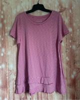 Soft Surroundings Coco Purple Striped Ruffle Hem T Shirt Photo 0