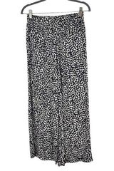 H&M Black and Cream Cropped Wide Leg Pull-On Pants Sz Small Flowy Wide Leg Pants Photo 0