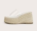 Brand New Never Worn Clear Wedge Heel Tan Size 8.5 Photo 0