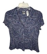 Emma James  by Liz Claiborne Paisley Blue and Purple Button Up Top Photo 0