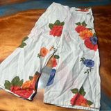 Joie Linen Floral Wide-Leg Pants size large white multicolor Photo 0
