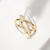 Gold Plated Cubic Zirconia Pavé Criss Cross Ring for Women Size 5 Photo 0