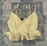 Light Yellow Cropped Halter Top Photo 0