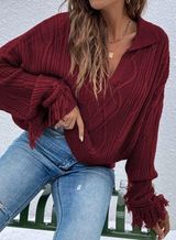 SheIn Burgundy Sweater Photo 0
