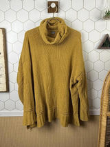 Aerie Mustard Yellow Chenille Oversized Turtleneck Sweater - Size - Medium Photo 0