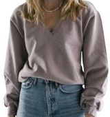 AGOLDE V NECK BALLOON SLEEVE SWEATSHIRTTARO PURPLE SZ S Photo 0