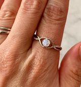 Moonstone And CZ Sterling Silver 925 Infinity Ring Size 9.5 Photo 0
