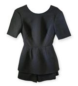 Cameo  | Small | Black Plunging Open Back Short Sleeve Romper Skort Photo 0