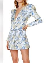 Bardot Floral Jacquard Puffy Long Sleeve Minidress With Buttons Women’s Size 6 Photo 0