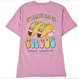 SIMPLY SOUTHERN Juniors It's Always Time For Tacos Pink Cotton S/S T-SHIRT Photo 0