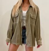 Vintage Corduroy Zip Up Chore Barn Jacket in Khaki Green/Tan Tan Size L Photo 0