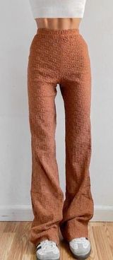 Free People Pants Womens Medium Floral Embroidered Flared High Rise Festival Photo 0