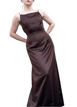 Vera Wang Espresso Brown Boat Neck Sleeveless Satin Maci Bridesmaid Formal Gown Photo 0