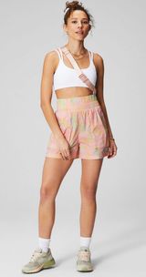 NWOT  Coral Leopard Ultra High-Waisted Piped Nylon Shorts - XL Photo 0
