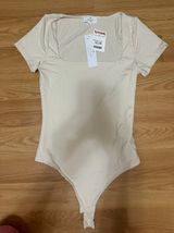 Cream Square Neck Bodysuit Photo 0