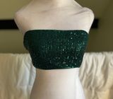 SheIn Green Sequin Crop Top Photo 0