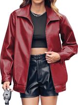 Red leather jacket Size M Photo 0