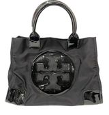 Tory Burch Black Ella Nylon Leather Trim Tote Large Bag Magnetic Closure Photo 0