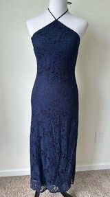Petal + Pup Lace Halter Midi Dress Navy 4 Photo 0