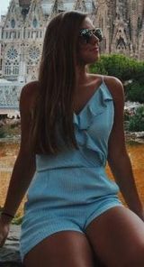 Apricot Lane Blue Ruffle Romper Photo 0