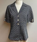 Live a Little LAL Black/White Print Short Sleeve Blazer/Jacket Photo 0