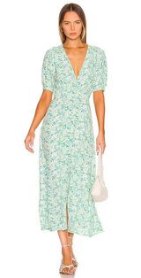 Green Floral Midi Dress Photo 0