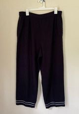 Talbots linen blend wide leg capri crop pants womens size 16 navy blue Photo 0