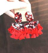 Red Acrylic Fringe Earrings Photo 0