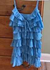 Mustard Seed Ruffle Blue Mini Dress Photo 0
