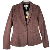 American Rag  Brooklyn Herringbone One Button Blazer Brown Red Cream NWT S Photo 0