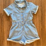 Gianni Bini Denim Romper with Rolled Hems Photo 0