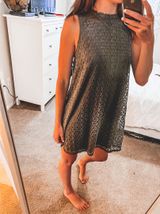 Francesca's Crocheted Summer Dress Forest Green Photo 0