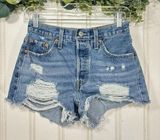 Levi Strauss & Co 501 Distressed Denim Micro Shorts W25 Casual Summer Preppy Photo 0